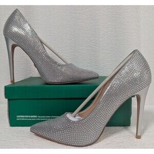 Lauren Lorraine - Dori - Shoes Women's Rhinestone High Heels Silver - Size 8.5